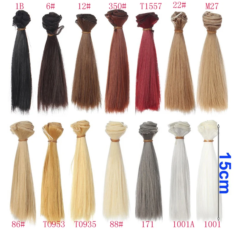 Factory Offer 5CM 15cm 25cm Black Blond Brown Khaki White Grey Color Short Straight Doll Wig for BJD Diy Fabric Art Doll Hair