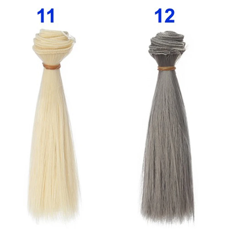 Factory Offer 5CM 15cm 25cm Black Blond Brown Khaki White Grey Color Short Straight Doll Wig for BJD Diy Fabric Art Doll Hair