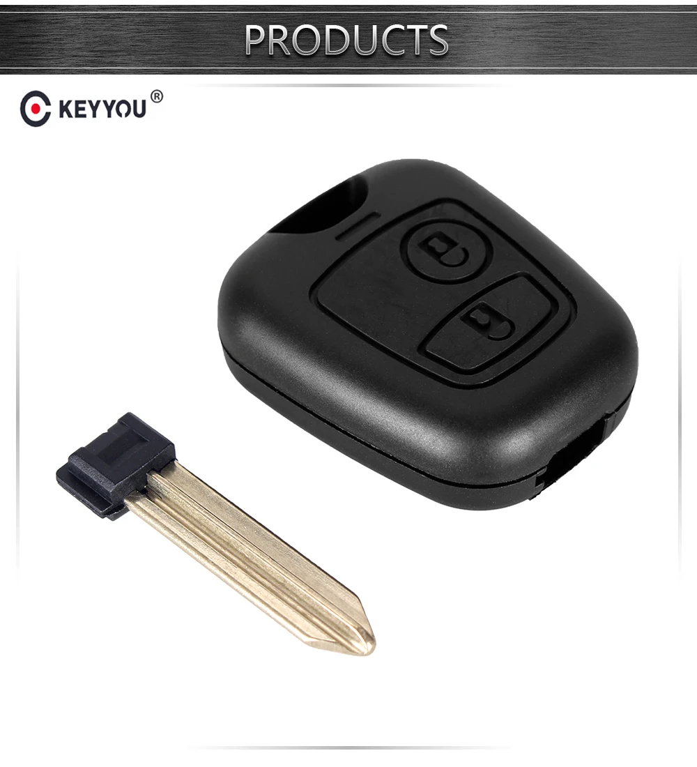 KEYYOU 2 Button Remote Key Flip Fob Car Key Case for Citroen C1 C2 C3 Saxo /Xsara /Picasso /Berlingo Uncut Blade Car Key Shell