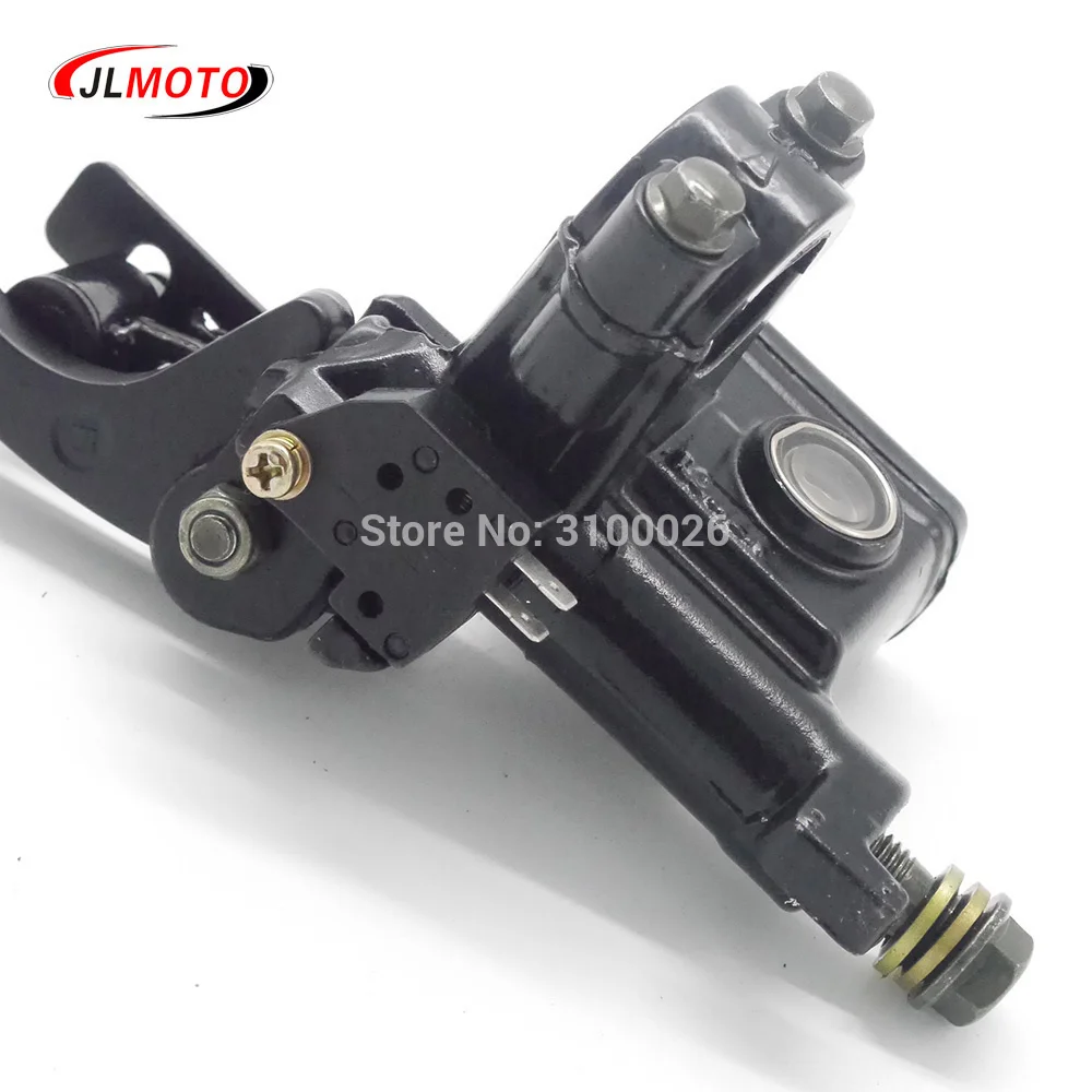 Left Hand Rear Master Cylinder 7/8 Handlebar Hydraulic Brake Lever With Parking Brake & Stop Switch Fit For ATV Quad Bike Parts