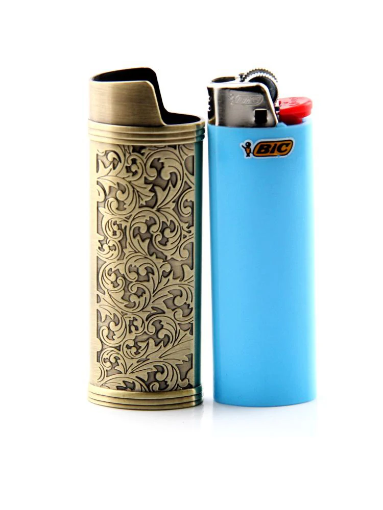 Metal Cowboy Boot Lighter Case for Standard BIC J6 Cute Cat Eyes Rhinotone Embroided Case Sleeve Durable Zinc Alloy Shell