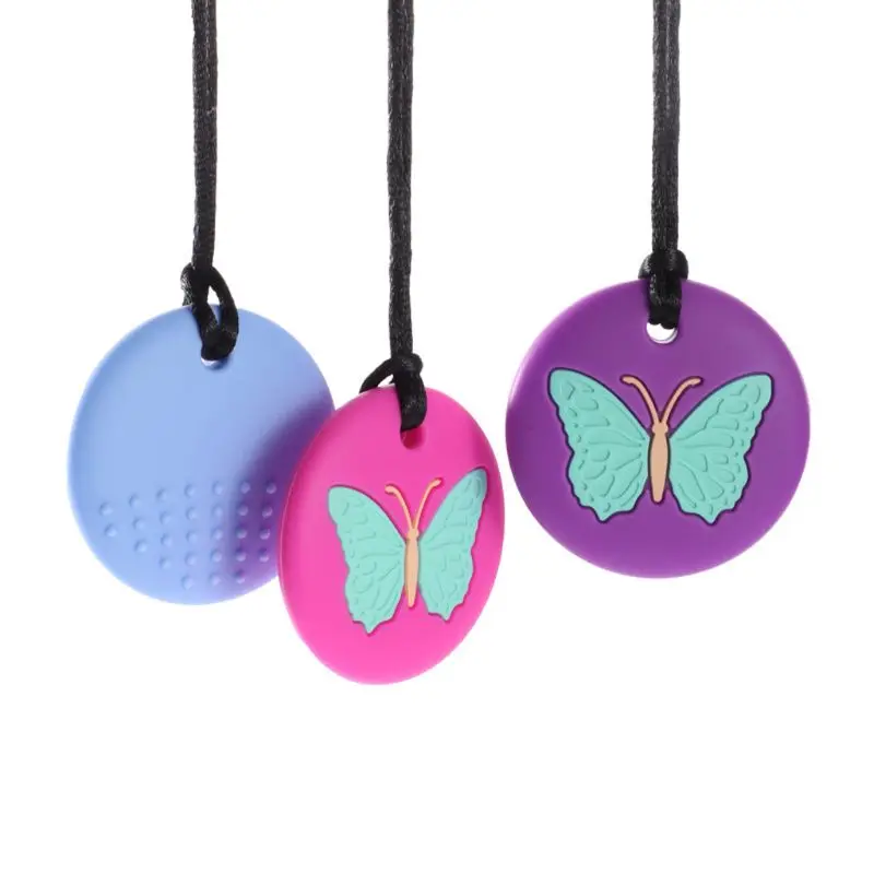 Chewy Necklace Autism ADHD Biting Sensory Child Baby Teething Tubes Chew Toy Children Silicone Teether