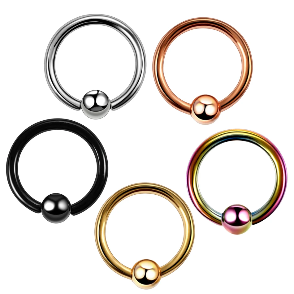 1PC Titanium CBR Piercings Captive Bead Rings BCR Ball Closure Nipple Nose Hoop Septum Rings Lip Eyebrow Tragus Earrings Jewelry