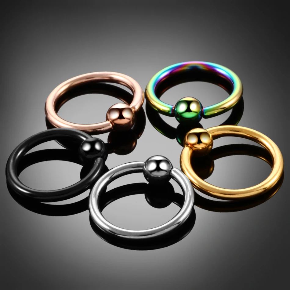 1PC Titanium CBR Piercings Captive Bead Rings BCR Ball Closure Nipple Nose Hoop Septum Rings Lip Eyebrow Tragus Earrings Jewelry