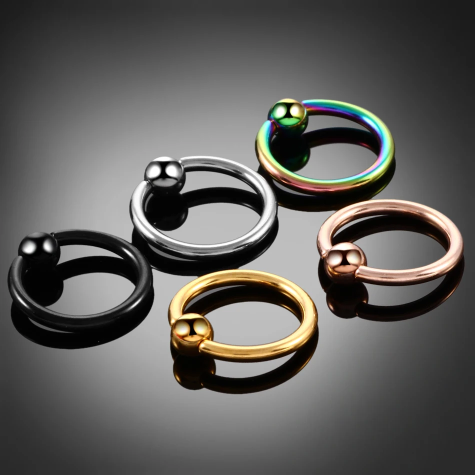 1PC Titanium CBR Piercings Captive Bead Rings BCR Ball Closure Nipple Nose Hoop Septum Rings Lip Eyebrow Tragus Earrings Jewelry