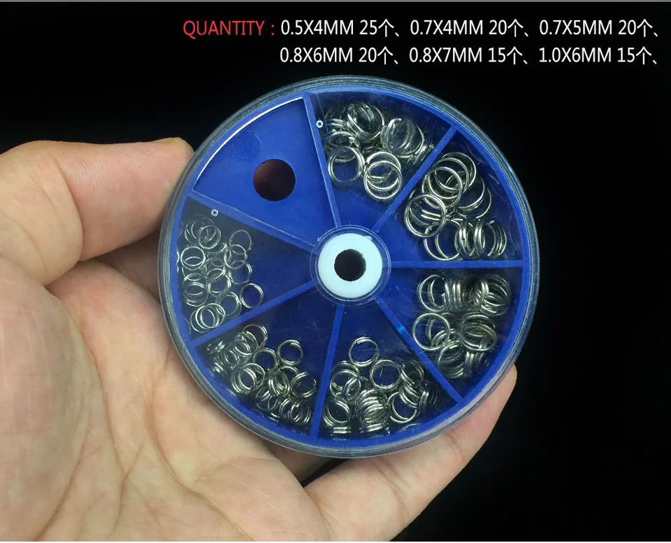 116PCS/Lot Stainless Steel Split Rings Set Fishing Accessories Fishing Split Ring Connector for Blank Lures Crank Bait