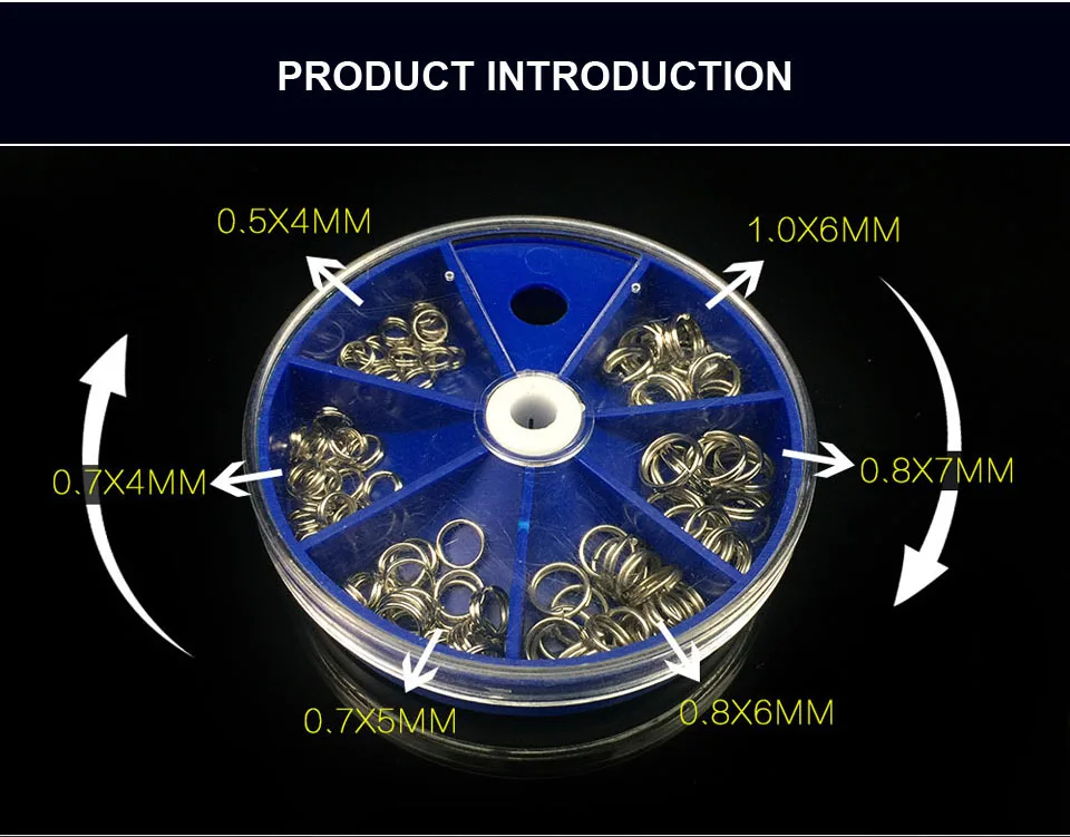 116PCS/Lot Stainless Steel Split Rings Set Fishing Accessories Fishing Split Ring Connector for Blank Lures Crank Bait