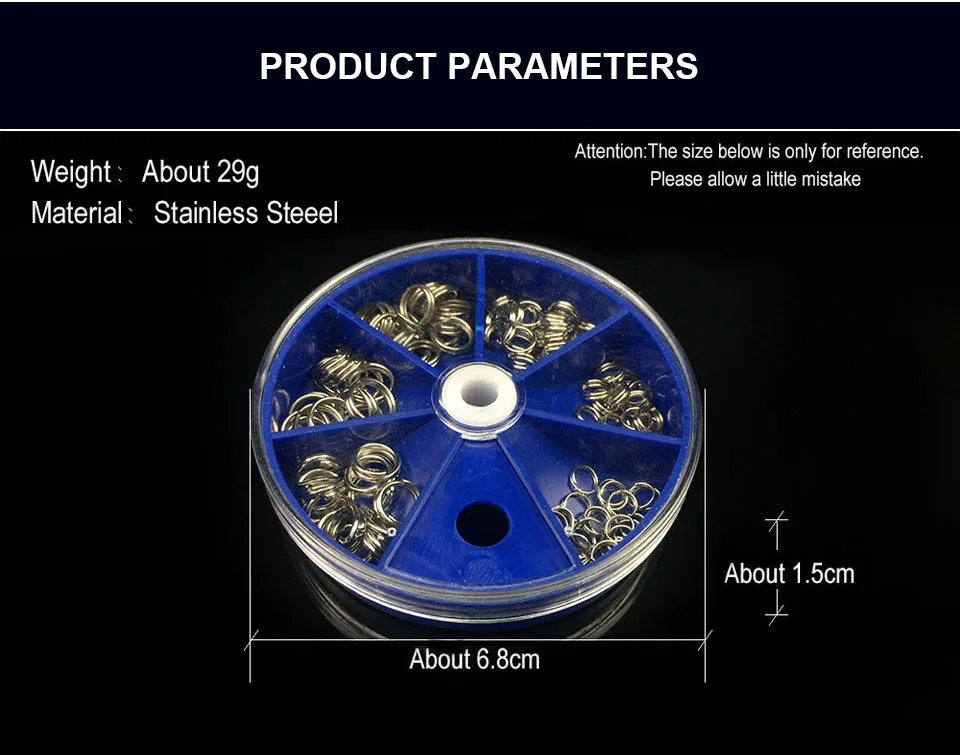 116PCS/Lot Stainless Steel Split Rings Set Fishing Accessories Fishing Split Ring Connector for Blank Lures Crank Bait