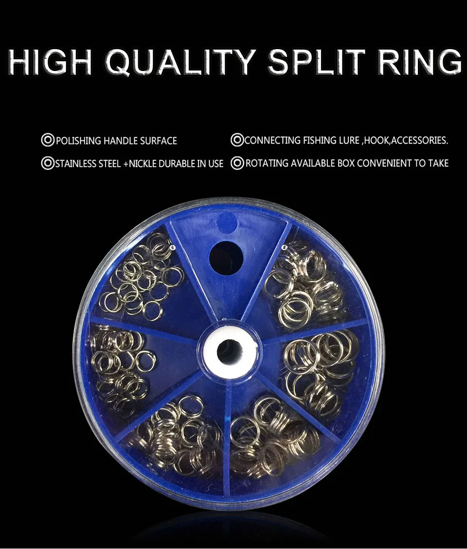 116PCS/Lot Stainless Steel Split Rings Set Fishing Accessories Fishing Split Ring Connector for Blank Lures Crank Bait