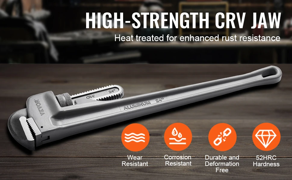 SucceBuy Pipe Wrench Aluminum Straight Pipe Wrench Adjustable Plumbing Wrench High Strength Jaw & Ergonomic Handle Automotive