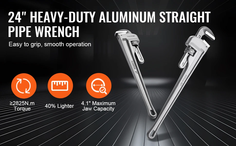 SucceBuy Pipe Wrench Aluminum Straight Pipe Wrench Adjustable Plumbing Wrench High Strength Jaw & Ergonomic Handle Automotive