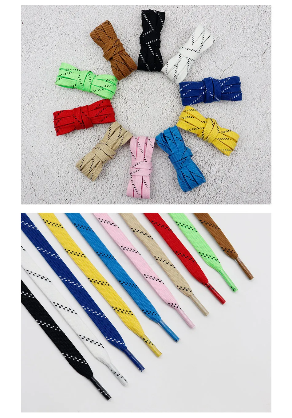 1cm Waxed Ice Hockey Shoelaces Dual Layer Braid 23-70 Inch Halloween Christmas Fall Winter for Roller Derby & Ice Hockey Skates
