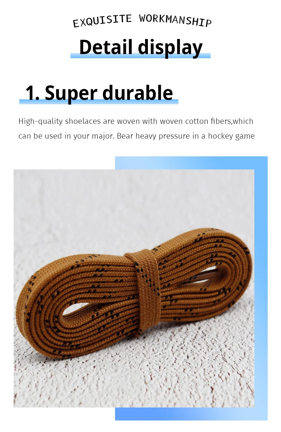1cm Waxed Ice Hockey Shoelaces Dual Layer Braid 23-70 Inch Halloween Christmas Fall Winter for Roller Derby & Ice Hockey Skates