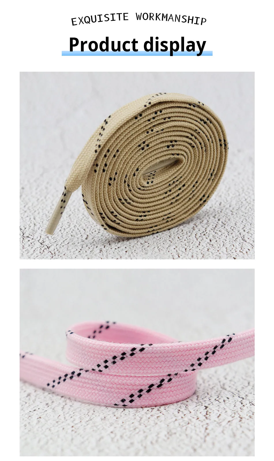 1cm Waxed Ice Hockey Shoelaces Dual Layer Braid 23-70 Inch Halloween Christmas Fall Winter for Roller Derby & Ice Hockey Skates