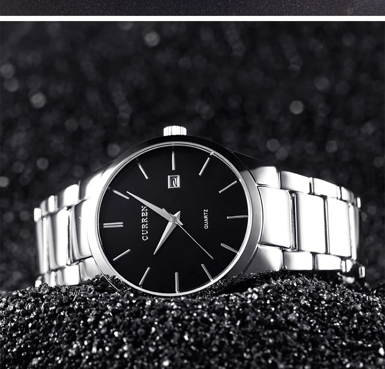 CURREN Fashion Simple Mens Watch Slim Steel Strap Waterproof Wristwatch for Men Quartz Business Watches Male Calendar Clock 8106