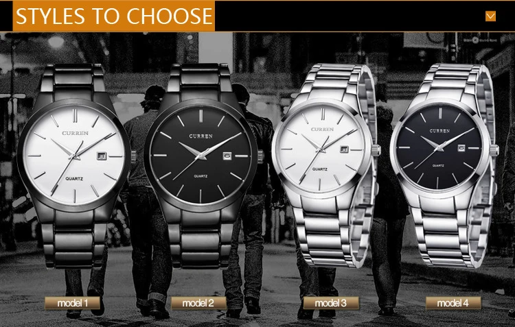 CURREN Fashion Simple Mens Watch Slim Steel Strap Waterproof Wristwatch for Men Quartz Business Watches Male Calendar Clock 8106