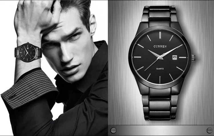 CURREN Fashion Simple Mens Watch Slim Steel Strap Waterproof Wristwatch for Men Quartz Business Watches Male Calendar Clock 8106