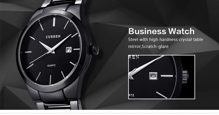 CURREN Fashion Simple Mens Watch Slim Steel Strap Waterproof Wristwatch for Men Quartz Business Watches Male Calendar Clock 8106