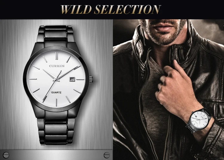 CURREN Fashion Simple Mens Watch Slim Steel Strap Waterproof Wristwatch for Men Quartz Business Watches Male Calendar Clock 8106