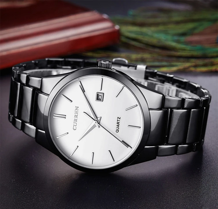 CURREN Fashion Simple Mens Watch Slim Steel Strap Waterproof Wristwatch for Men Quartz Business Watches Male Calendar Clock 8106