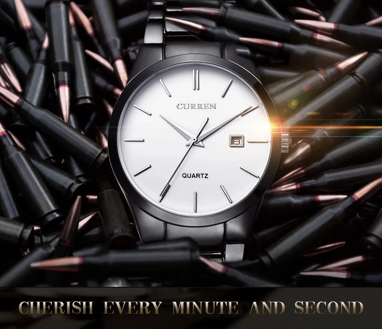 CURREN Fashion Simple Mens Watch Slim Steel Strap Waterproof Wristwatch for Men Quartz Business Watches Male Calendar Clock 8106