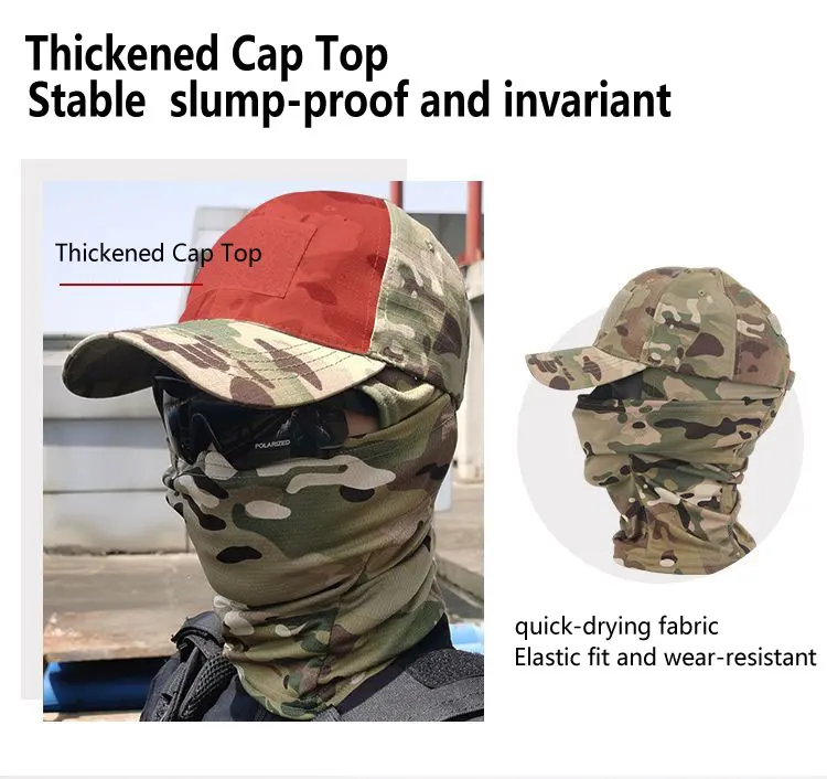 Camo Tactical Baseball Cap Outdoor Fishing Hiking Hunting Sports Caps Sunscreen Breathable Camouflage Balaclava Half Ski Mask