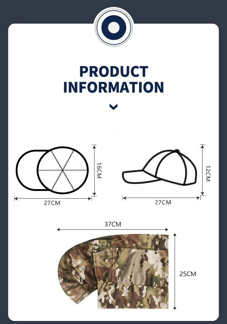 Camo Tactical Baseball Cap Outdoor Fishing Hiking Hunting Sports Caps Sunscreen Breathable Camouflage Balaclava Half Ski Mask