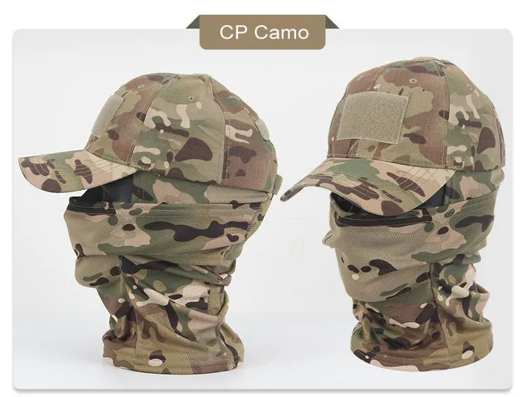Camo Tactical Baseball Cap Outdoor Fishing Hiking Hunting Sports Caps Sunscreen Breathable Camouflage Balaclava Half Ski Mask