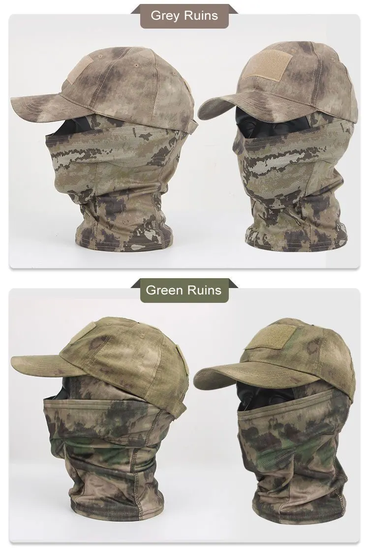Camo Tactical Baseball Cap Outdoor Fishing Hiking Hunting Sports Caps Sunscreen Breathable Camouflage Balaclava Half Ski Mask