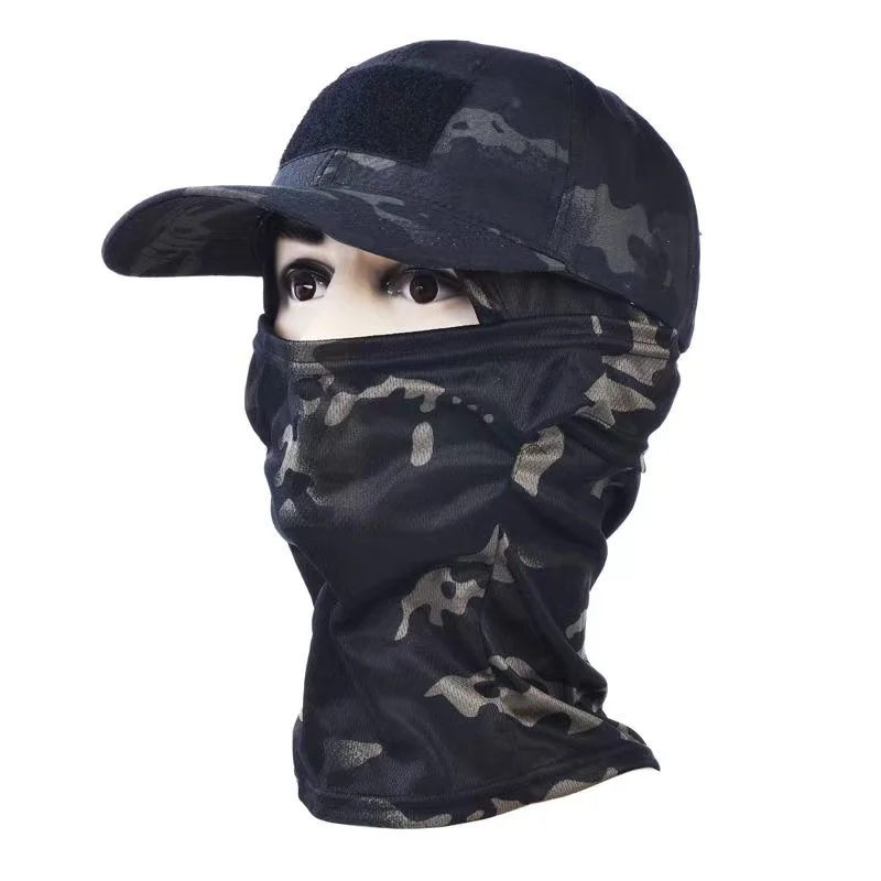 Camo Tactical Baseball Cap Outdoor Fishing Hiking Hunting Sports Caps Sunscreen Breathable Camouflage Balaclava Half Ski Mask