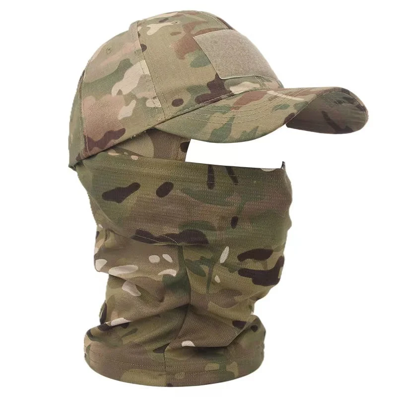 Camo Tactical Baseball Cap Outdoor Fishing Hiking Hunting Sports Caps Sunscreen Breathable Camouflage Balaclava Half Ski Mask