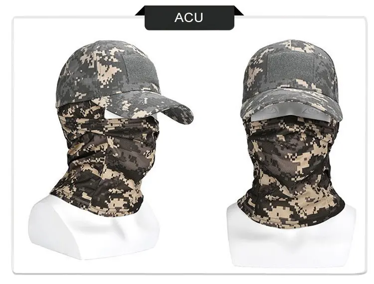 Camo Tactical Baseball Cap Outdoor Fishing Hiking Hunting Sports Caps Sunscreen Breathable Camouflage Balaclava Half Ski Mask