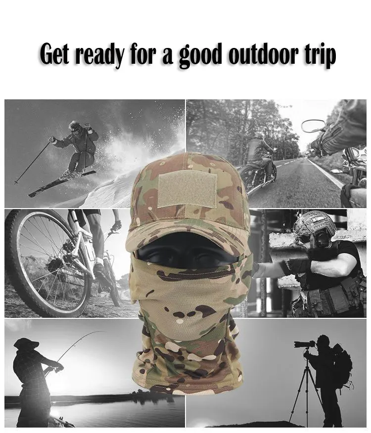 Camo Tactical Baseball Cap Outdoor Fishing Hiking Hunting Sports Caps Sunscreen Breathable Camouflage Balaclava Half Ski Mask