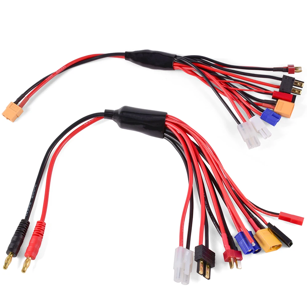 RC Charger Adapter Connector 8 In 1 Charger 4.0mm Banana XT60 TRX Tamiya Lipo for RC Car Drone Imax B6 B6AC Battery Cable