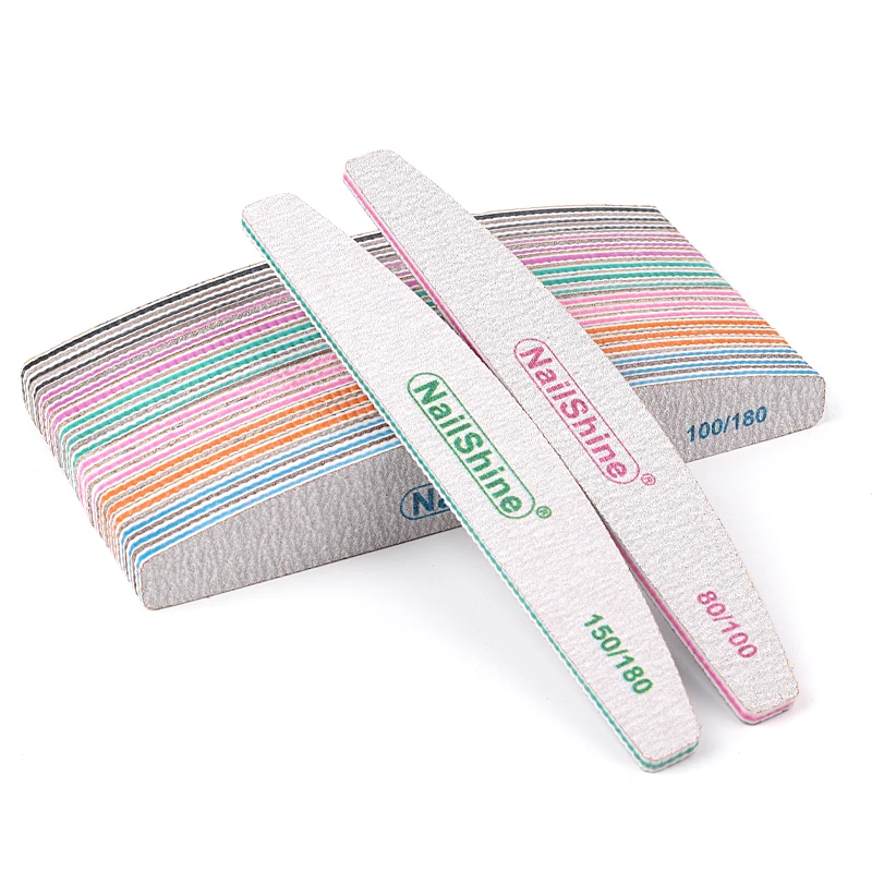 50pcs Acrylic Nail File Strong Sandpaper Nail Buffer Block For Manicure Lime a ongle 80/100/150/180/240/320 Washable Boat Files