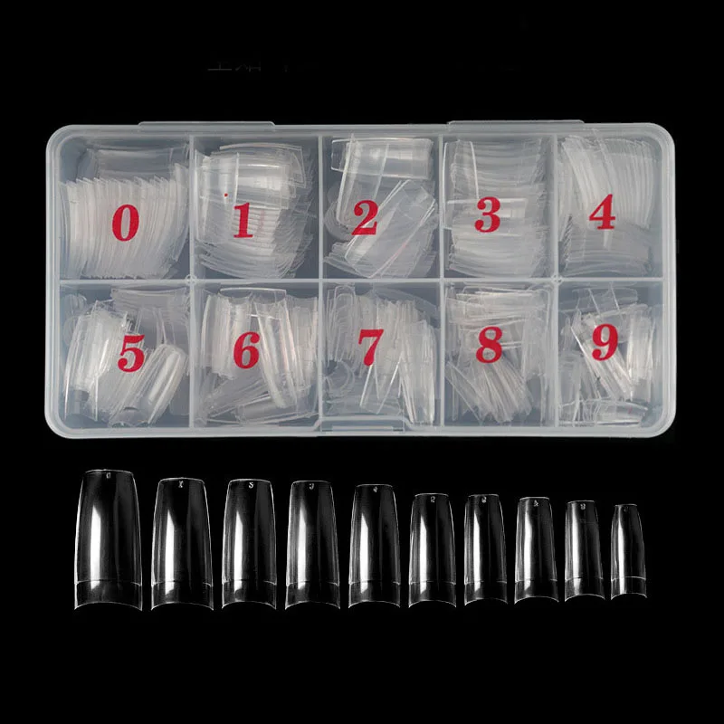 500Pcs Acrylic Fake Nails Set Transparent Artificial Half Cover Full Cover French Easy Application Manicure False Nails Capsules