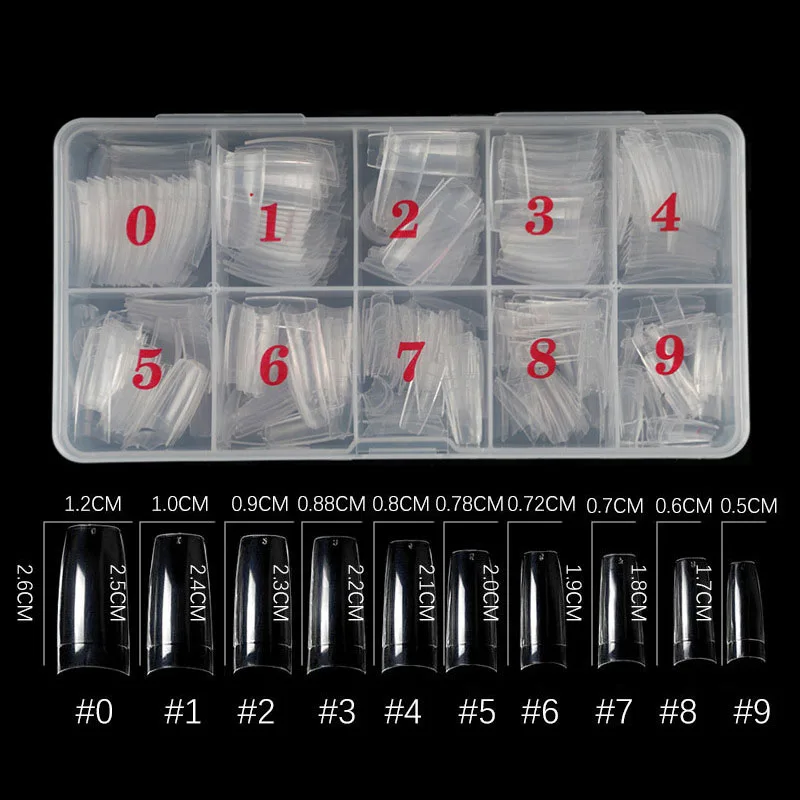 500Pcs Acrylic Fake Nails Set Transparent Artificial Half Cover Full Cover French Easy Application Manicure False Nails Capsules