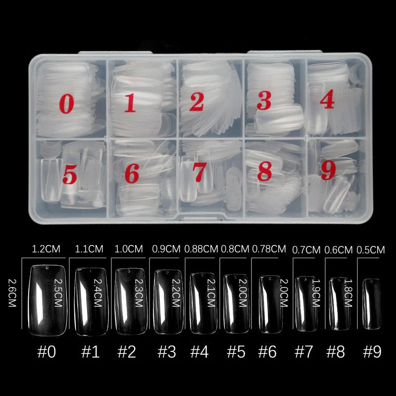 500Pcs Acrylic Fake Nails Set Transparent Artificial Half Cover Full Cover French Easy Application Manicure False Nails Capsules
