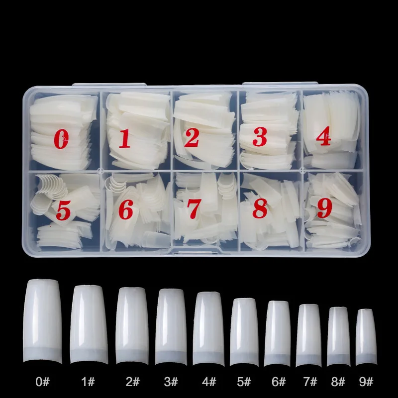 500Pcs Acrylic Fake Nails Set Transparent Artificial Half Cover Full Cover French Easy Application Manicure False Nails Capsules