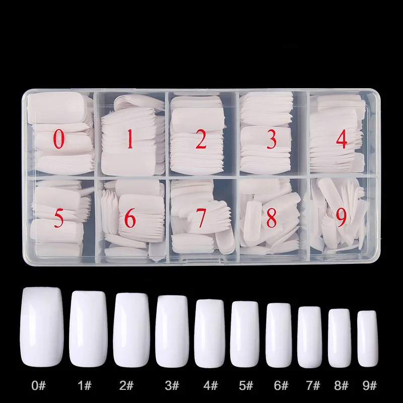 500Pcs Acrylic Fake Nails Set Transparent Artificial Half Cover Full Cover French Easy Application Manicure False Nails Capsules