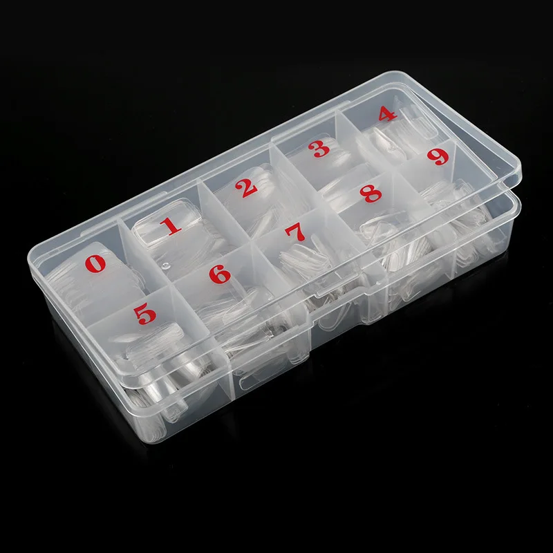 500Pcs Acrylic Fake Nails Set Transparent Artificial Half Cover Full Cover French Easy Application Manicure False Nails Capsules