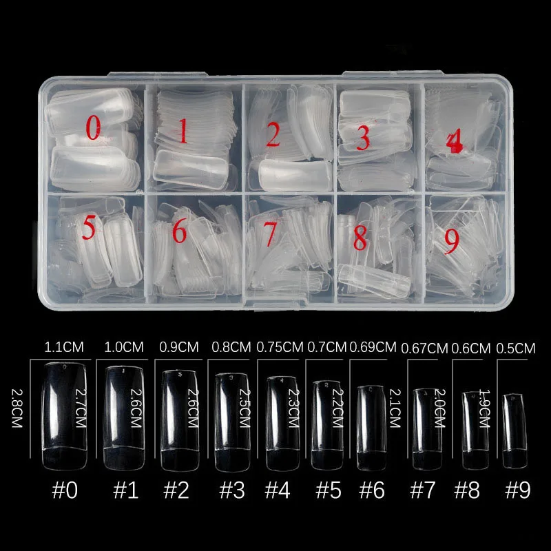 500Pcs Acrylic Fake Nails Set Transparent Artificial Half Cover Full Cover French Easy Application Manicure False Nails Capsules
