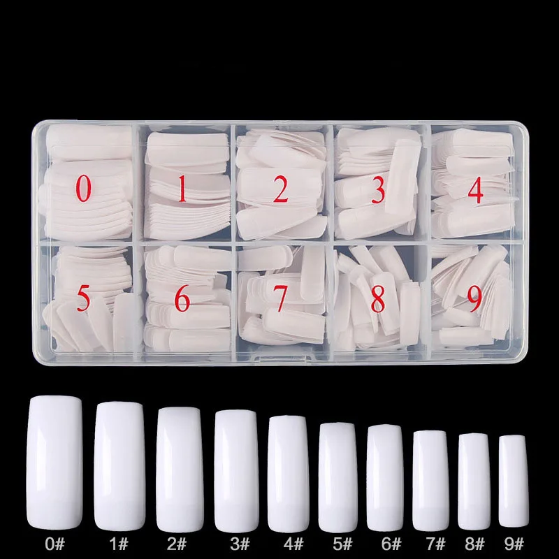 500Pcs Acrylic Fake Nails Set Transparent Artificial Half Cover Full Cover French Easy Application Manicure False Nails Capsules