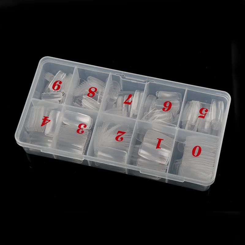 500Pcs Acrylic Fake Nails Set Transparent Artificial Half Cover Full Cover French Easy Application Manicure False Nails Capsules