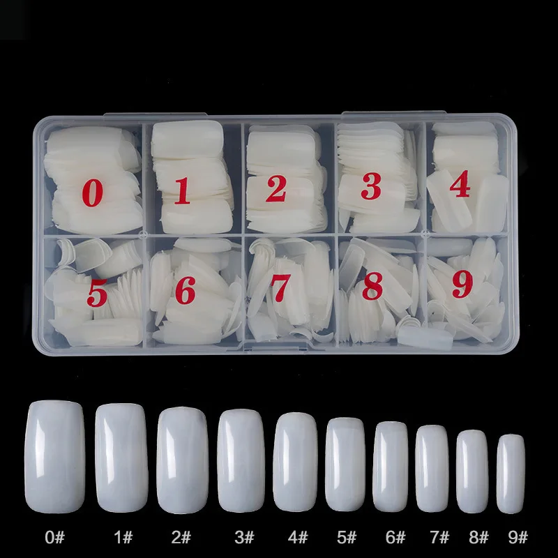 500Pcs Acrylic Fake Nails Set Transparent Artificial Half Cover Full Cover French Easy Application Manicure False Nails Capsules