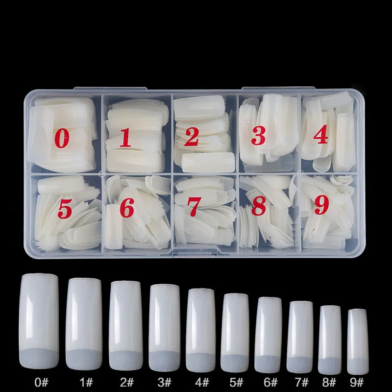 500Pcs Acrylic Fake Nails Set Transparent Artificial Half Cover Full Cover French Easy Application Manicure False Nails Capsules