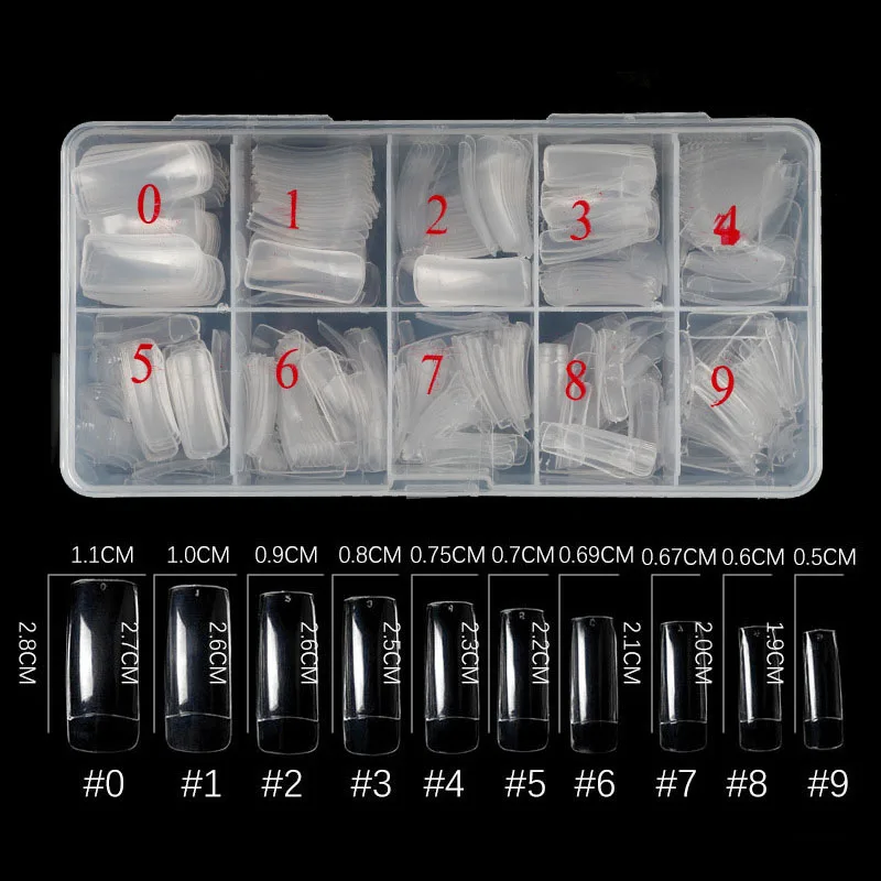 500Pcs Acrylic Fake Nails Set Transparent Artificial Half Cover Full Cover French Easy Application Manicure False Nails Capsules