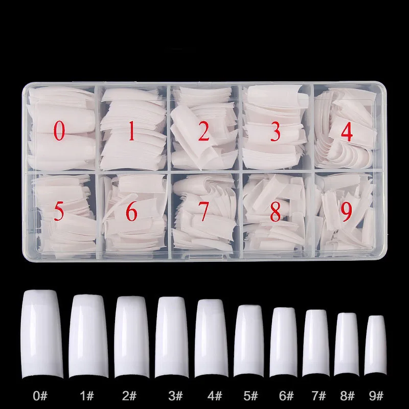 500Pcs Acrylic Fake Nails Set Transparent Artificial Half Cover Full Cover French Easy Application Manicure False Nails Capsules