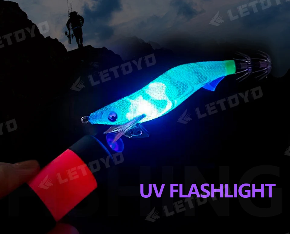 LETOYO UV USB Flashlights Led Mini Light Portable Rechargeable Waterproof Flashlight for squid jig metal jig Sea fishing tools