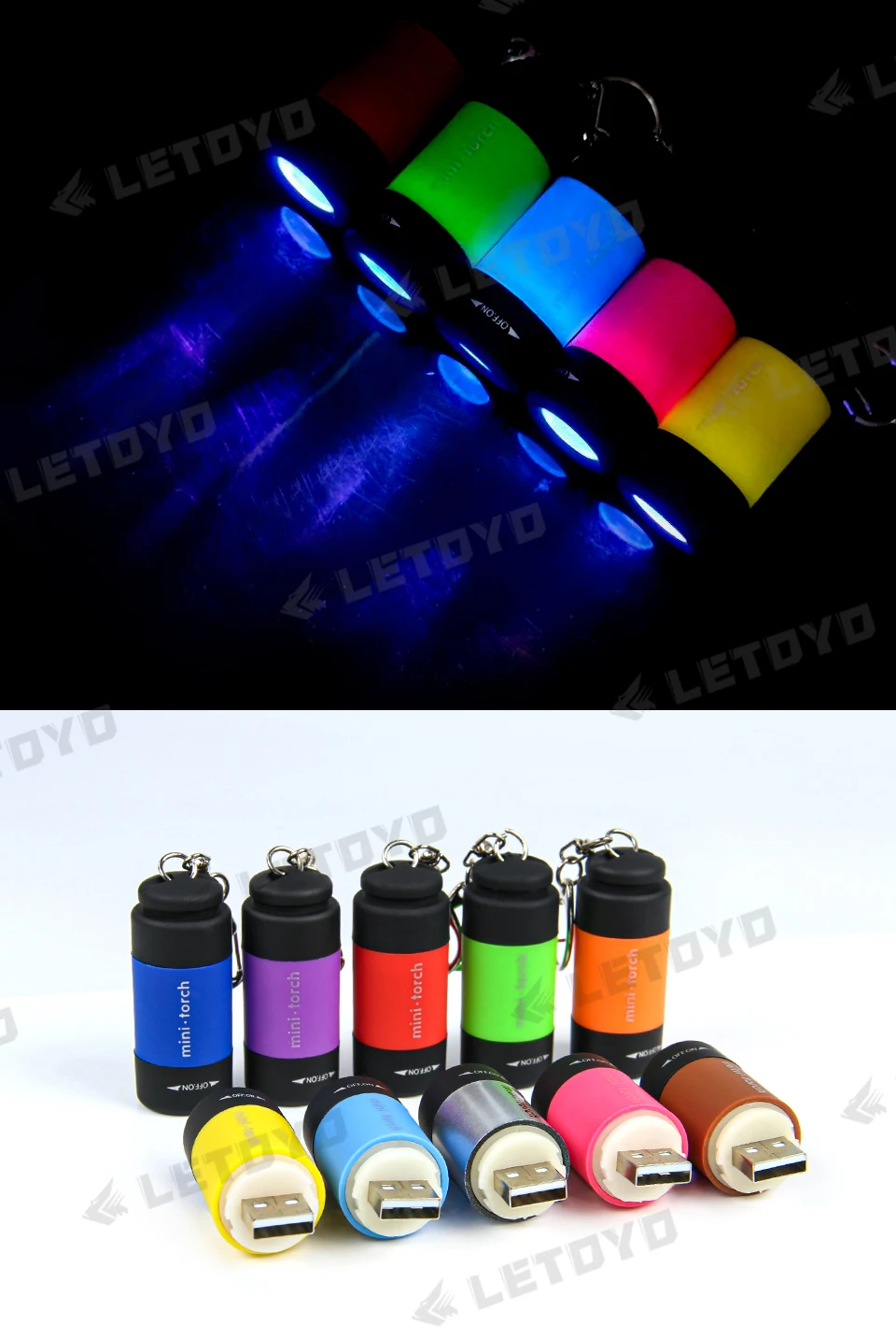 LETOYO UV USB Flashlights Led Mini Light Portable Rechargeable Waterproof Flashlight for squid jig metal jig Sea fishing tools
